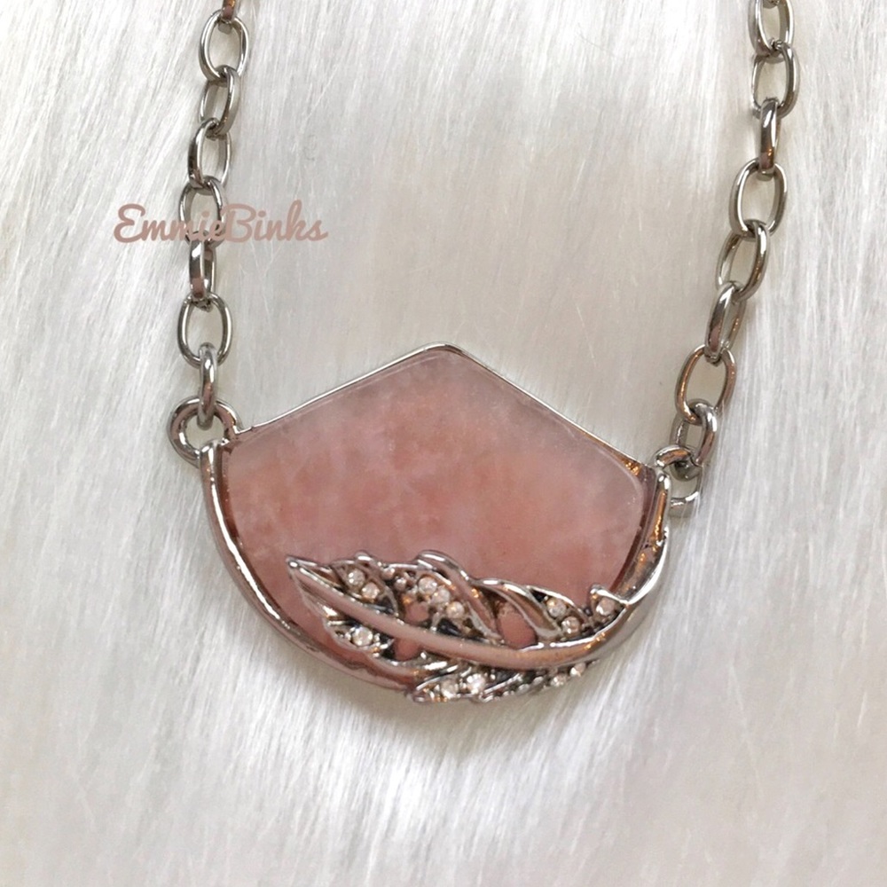 New Bohemian Rose Quartz & Cubic Zirconia Mountain Pendant Necklace